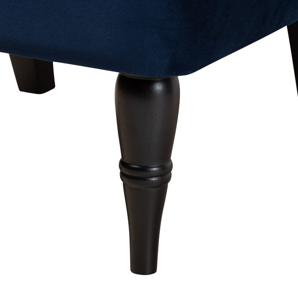 Baxton Studio Baxton Harmon Navy Blue Velvet Accent Chair with Elegant Black Legs - Modern Comfort for Any Space RAC515FB-Navy Blue Velvet/Black-CC
