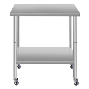 English Elm 30''*24'' Stainless Steel Prep Table with Under Shelf and Casters for Commercial Use W3167P303167