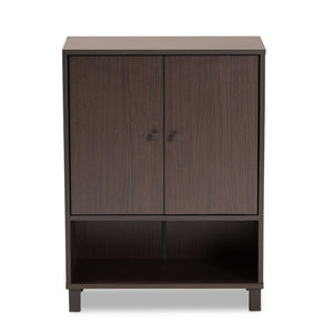Baxton Studio Baxton Studio Rossin Modern Wood 2-Door Entryway Shoe Storage Cabinet with Open Shelf for Organization Dark ATSC1613-Modi Wenge-Shoe Cabinet