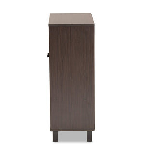 Baxton Studio Baxton Studio Rossin Modern Wood 2-Door Entryway Shoe Storage Cabinet with Open Shelf for Organization Dark ATSC1613-Modi Wenge-Shoe Cabinet