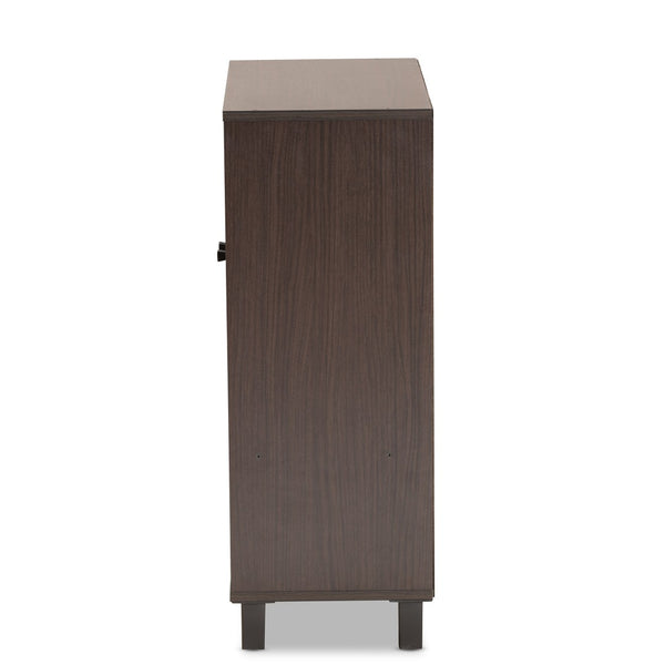 Baxton Studio Baxton Studio Rossin Modern Wood 2-Door Entryway Shoe Storage Cabinet with Open Shelf for Organization Dark ATSC1613-Modi Wenge-Shoe Cabinet