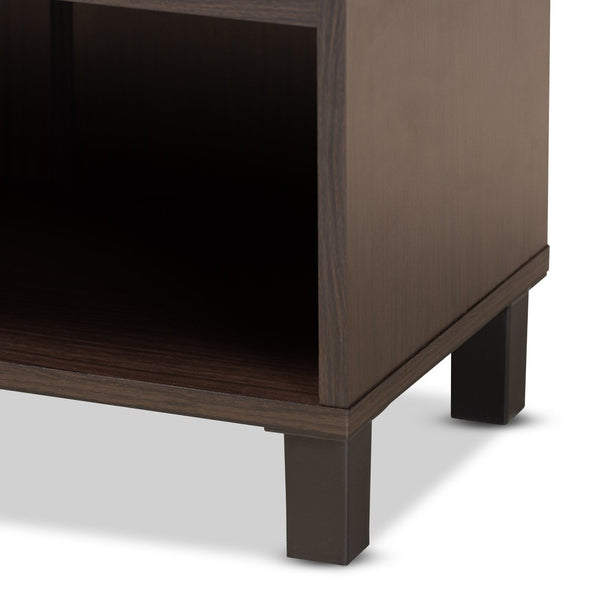 Baxton Studio Baxton Studio Rossin Modern Wood 2-Door Entryway Shoe Storage Cabinet with Open Shelf for Organization Dark ATSC1613-Modi Wenge-Shoe Cabinet