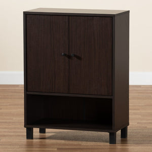 Baxton Studio Baxton Studio Rossin Modern Wood 2-Door Entryway Shoe Storage Cabinet with Open Shelf for Organization Dark ATSC1613-Modi Wenge-Shoe Cabinet