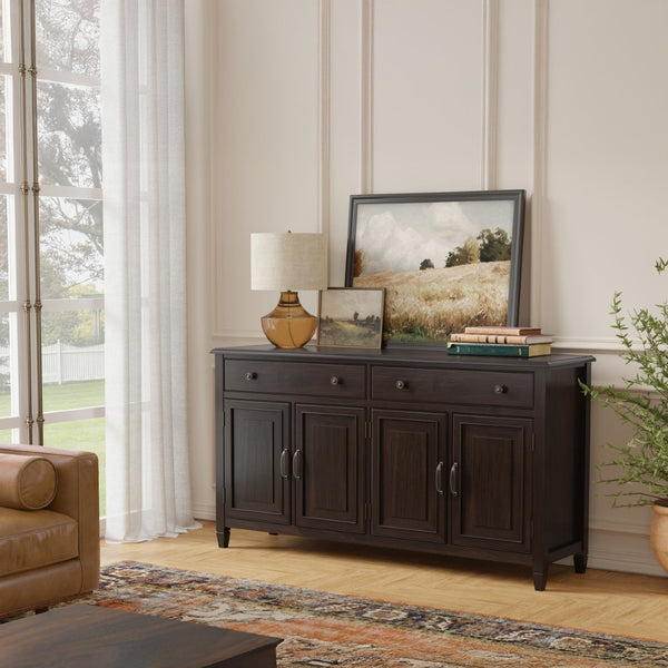 English Elm Connaught Solid Wood Sideboard with Raised Panel Doors and Bronze Hardware for Dining B136P436050