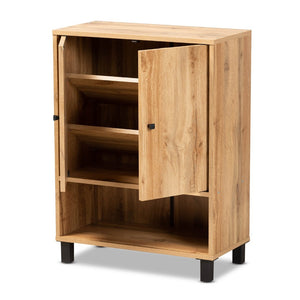 Baxton Studio Baxton Studio Rossin Modern Wood 2-Door Entryway Shoe Storage Cabinet with Open Shelf for Organization Oak ATSC1613-Wotan Oak-Shoe Cabinet