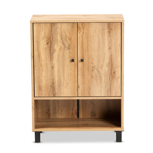Baxton Studio Baxton Studio Rossin Modern Wood 2-Door Entryway Shoe Storage Cabinet with Open Shelf for Organization Oak ATSC1613-Wotan Oak-Shoe Cabinet