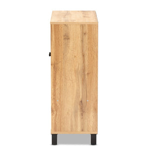 Baxton Studio Baxton Studio Rossin Modern Wood 2-Door Entryway Shoe Storage Cabinet with Open Shelf for Organization Oak ATSC1613-Wotan Oak-Shoe Cabinet