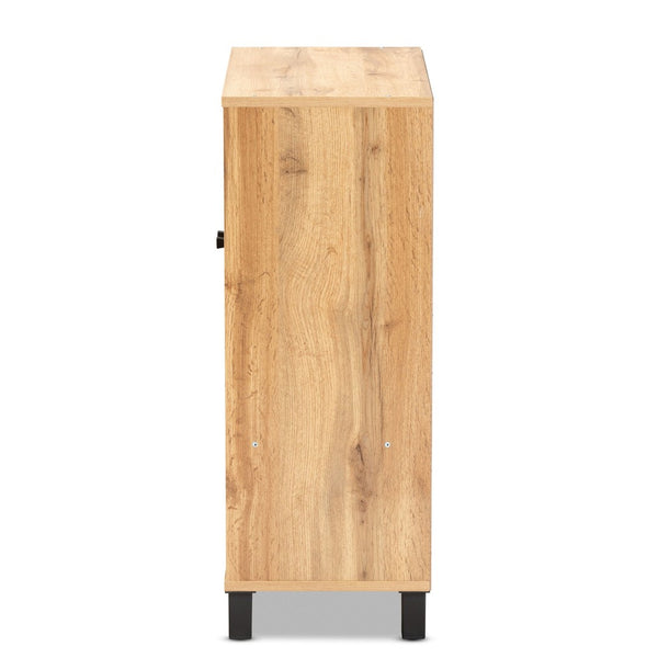 Baxton Studio Baxton Studio Rossin Modern Wood 2-Door Entryway Shoe Storage Cabinet with Open Shelf for Organization Oak ATSC1613-Wotan Oak-Shoe Cabinet