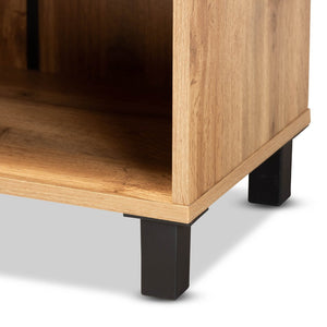 Baxton Studio Baxton Studio Rossin Modern Wood 2-Door Entryway Shoe Storage Cabinet with Open Shelf for Organization Oak ATSC1613-Wotan Oak-Shoe Cabinet