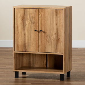 Baxton Studio Baxton Studio Rossin Modern Wood 2-Door Entryway Shoe Storage Cabinet with Open Shelf for Organization Oak ATSC1613-Wotan Oak-Shoe Cabinet