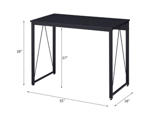 English Elm Zaidin Matte Black Writing Desk with V-shaped Metal Base for Home Office or Dorm B2726P243684