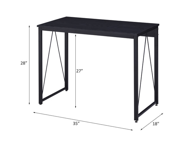 English Elm Zaidin Matte Black Writing Desk with V-shaped Metal Base for Home Office or Dorm B2726P243684