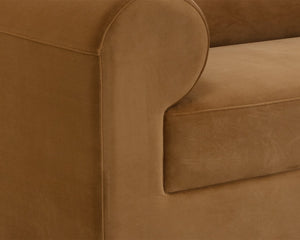 Sunpan Ionic Sofa - Contemporary Elegance with Rounded Comfort, Luxurious Upholstery for Any Space Meg Gold