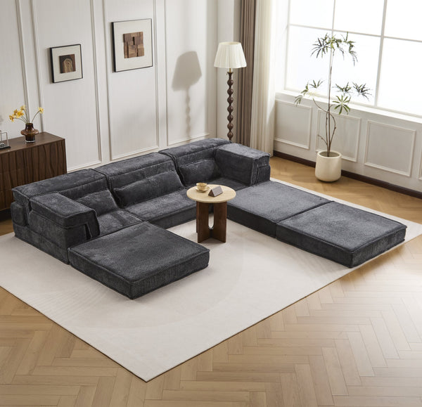 English Elm Compression Oversized Boneless Modular Sofa Bed - Versatile, No Assembly, Memory Foam Comfort In Dark Grey W3723S00021