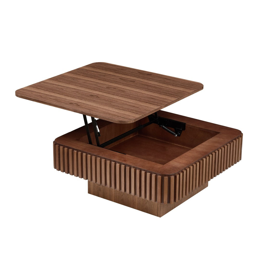 English Elm 35.43 Inch Round Drum Coffee Table Wood Veneer Mdf Pedestal Base for Living Room W2582P389135