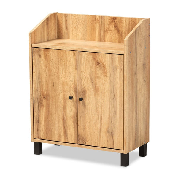 Baxton Studio Baxton Studio Rossin Stylish Oak Brown Entryway Shoe Storage Cabinet with Open Shelf & Ventilation ATSC1614-Wotan Oak-Shoe Cabinet