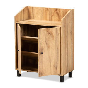 Baxton Studio Baxton Studio Rossin Stylish Oak Brown Entryway Shoe Storage Cabinet with Open Shelf & Ventilation ATSC1614-Wotan Oak-Shoe Cabinet
