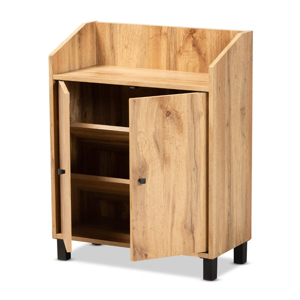 Baxton Studio Baxton Studio Rossin Stylish Oak Brown Entryway Shoe Storage Cabinet with Open Shelf & Ventilation ATSC1614-Wotan Oak-Shoe Cabinet