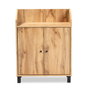 Baxton Studio Baxton Studio Rossin Stylish Oak Brown Entryway Shoe Storage Cabinet with Open Shelf & Ventilation ATSC1614-Wotan Oak-Shoe Cabinet