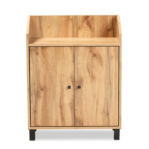 Baxton Studio Baxton Studio Rossin Stylish Oak Brown Entryway Shoe Storage Cabinet with Open Shelf & Ventilation ATSC1614-Wotan Oak-Shoe Cabinet