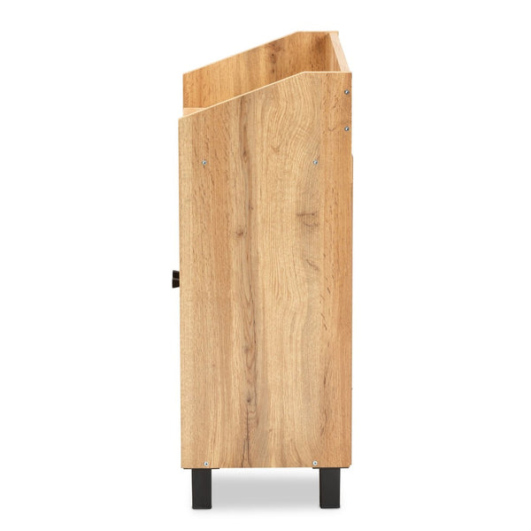 Baxton Studio Baxton Studio Rossin Stylish Oak Brown Entryway Shoe Storage Cabinet with Open Shelf & Ventilation ATSC1614-Wotan Oak-Shoe Cabinet