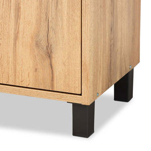 Baxton Studio Baxton Studio Rossin Stylish Oak Brown Entryway Shoe Storage Cabinet with Open Shelf & Ventilation ATSC1614-Wotan Oak-Shoe Cabinet