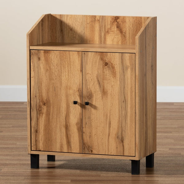 Baxton Studio Baxton Studio Rossin Stylish Oak Brown Entryway Shoe Storage Cabinet with Open Shelf & Ventilation ATSC1614-Wotan Oak-Shoe Cabinet
