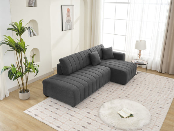 English Elm Scandinavian Channel Tufted L Shaped Sectional Sofa with Plush Foam Cushions B2730S00043