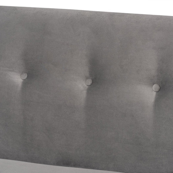 Baxton Studio Baxton Studio Stewart Mid-Century Modern Grey Velvet 2-Piece Dining Banquette Set for Cozy Spaces BBT8062-Grey Velvet/Walnut-2PC SF Bench