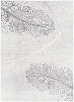 Unique Loom Finsbury Camilla Machine Made Botanical Rug Gray, Ivory/Beige 7' 1" x 10' 0"