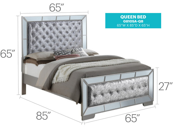 English Elm Stylish Solid Wood Full Bed with Chic Silver Champagne Finish, Durable MDF Frame, Modern Design Champagne 84 L x 4 W x 10 H B078S00554