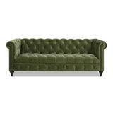 English Elm Alto 88" Tufted Chesterfield Sofa, Olive Green Performance Velvet