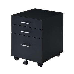 English Elm Rectangular Mobile Cabinet with 3 Drawers Black Chrome — Modern Minimalist Office Storage, Compact Rolling File Organizer, Sleek Under-Desk Space-Saver (Black) B016P325920