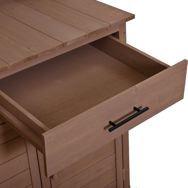 English Elm (assembly Video) Topmax Solid Fir Outdoor Potting Bench Grill Cart with Hutch Storage Brown N717P404333D