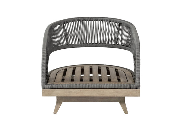 English Elm Orbit Outdoor Swivel Patio Chair Eucalyptus Wood Rope Weave Resort Lounge Seat B2736P464826