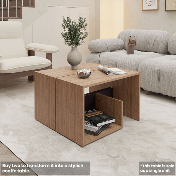 English Elm Vega Modern Side Table With Open Storage - Durable Melamine, Pine & Black Finish For Any Space B128P287510-GIGA