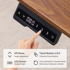 English Elm Electric Standing Desk Mahogany Steel Frame Sit Stand Home Office Workstation Dark Walnut W1769P415269