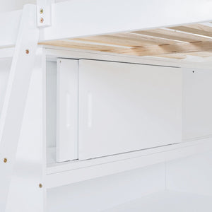 English Elm Full Size Loft Bed with Built-in Desk and Shelving for Kids or Teen Bedrooms LT000802AAK