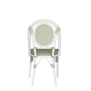 English Elm French Bistro Outdoor Dining Chairs Woven Rattan Aluminum Frame Patio Set of 2 N772P356258G