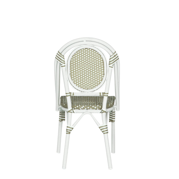 English Elm French Bistro Outdoor Dining Chairs Woven Rattan Aluminum Frame Patio Set of 2 N772P356258G