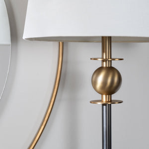 Crestview Collection 37.25"H Metal Buffet Lamp - Modern Transitional Style With Brass Accents & White Linen Shade For Elegance   Cvaer1989