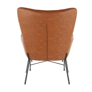 English Elm Izzy Mid-century Faux Leather Lounge Chair Ottoman Set with Pleated Back B202P223578
