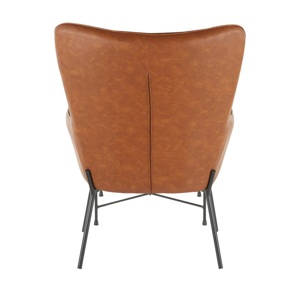 English Elm Izzy Mid-century Faux Leather Lounge Chair Ottoman Set with Pleated Back B202P223578