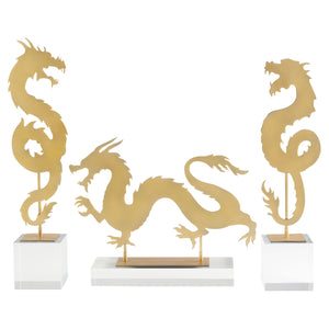Haku Dragon Sculpture Gold 11702 Cyan Design