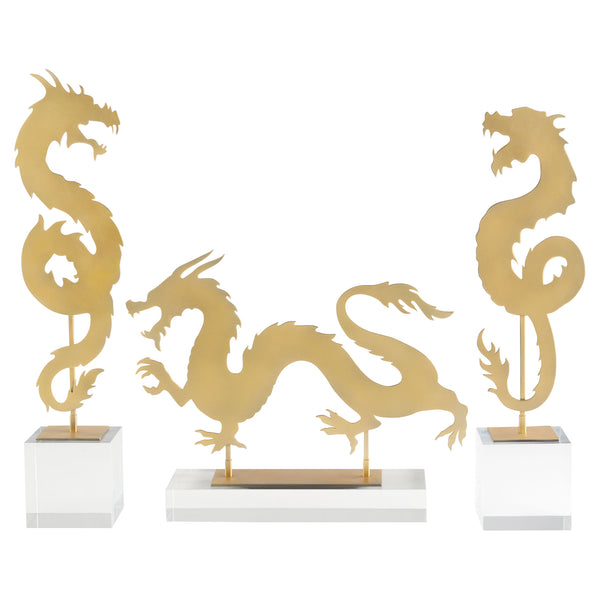 Haku Dragon Sculpture Gold 11702 Cyan Design