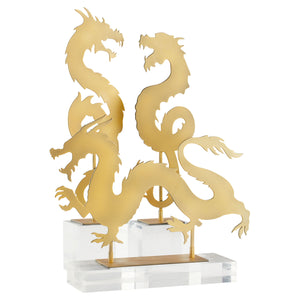 Haku Dragon Sculpture Gold 11702 Cyan Design