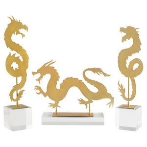 Haku Dragon Sculpture Gold 11702 Cyan Design