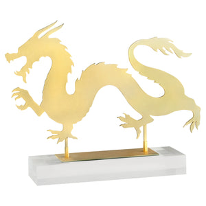 Haku Dragon Sculpture Gold 11700 Cyan Design