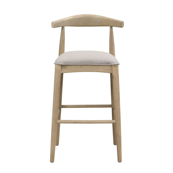 English Elm Christopher Knight Home® - BAR STOOL ladder-back farmhouse set of 2 with upholstered rubberwood seats, tapered legs, timeless charm Grey N771P339893D