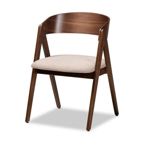 Baxton Studio Baxton Studio 5-Piece Mid-Century Modern Dining Set with Beige Upholstered Chairs & Walnut Table WM1900B-Latte/Walnut-5PC Dining Set